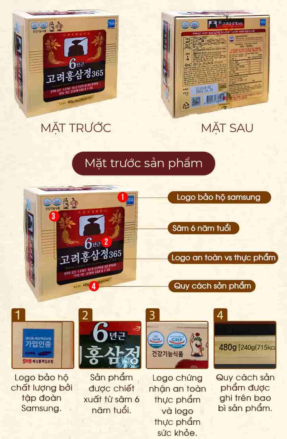 Cao Hồng Sâm 365 Hàn Quốc 6 Năm Tuổi Hộp 2 Lọ x 240g