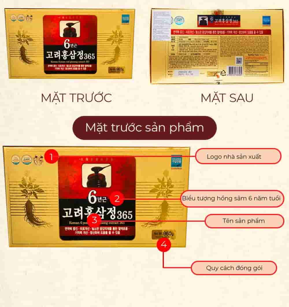 Cao Hồng Sâm 365 Hàn Quốc 6 Năm Tuổi Hộp 4 Lọ x 240g
