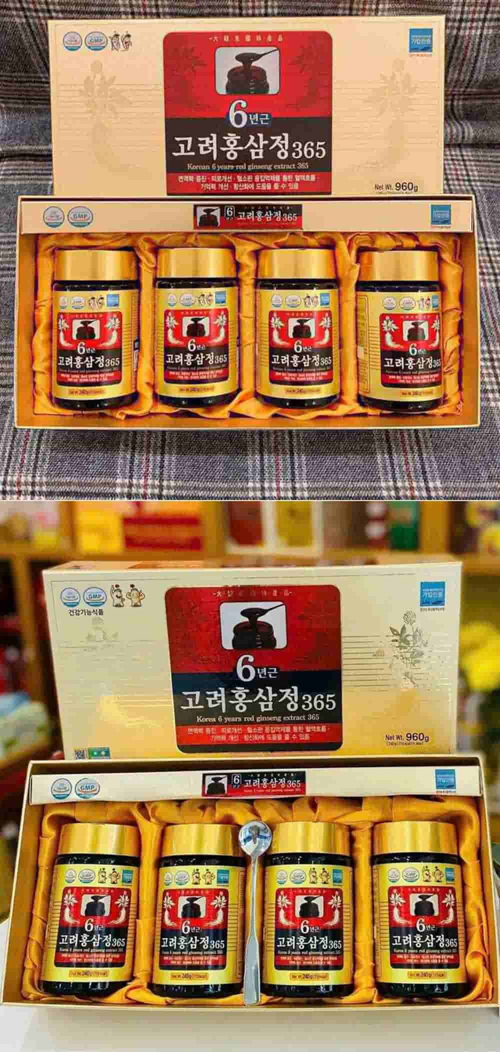 Cao Hồng Sâm 365 Hàn Quốc 6 Năm Tuổi Hộp 4 Lọ x 240g