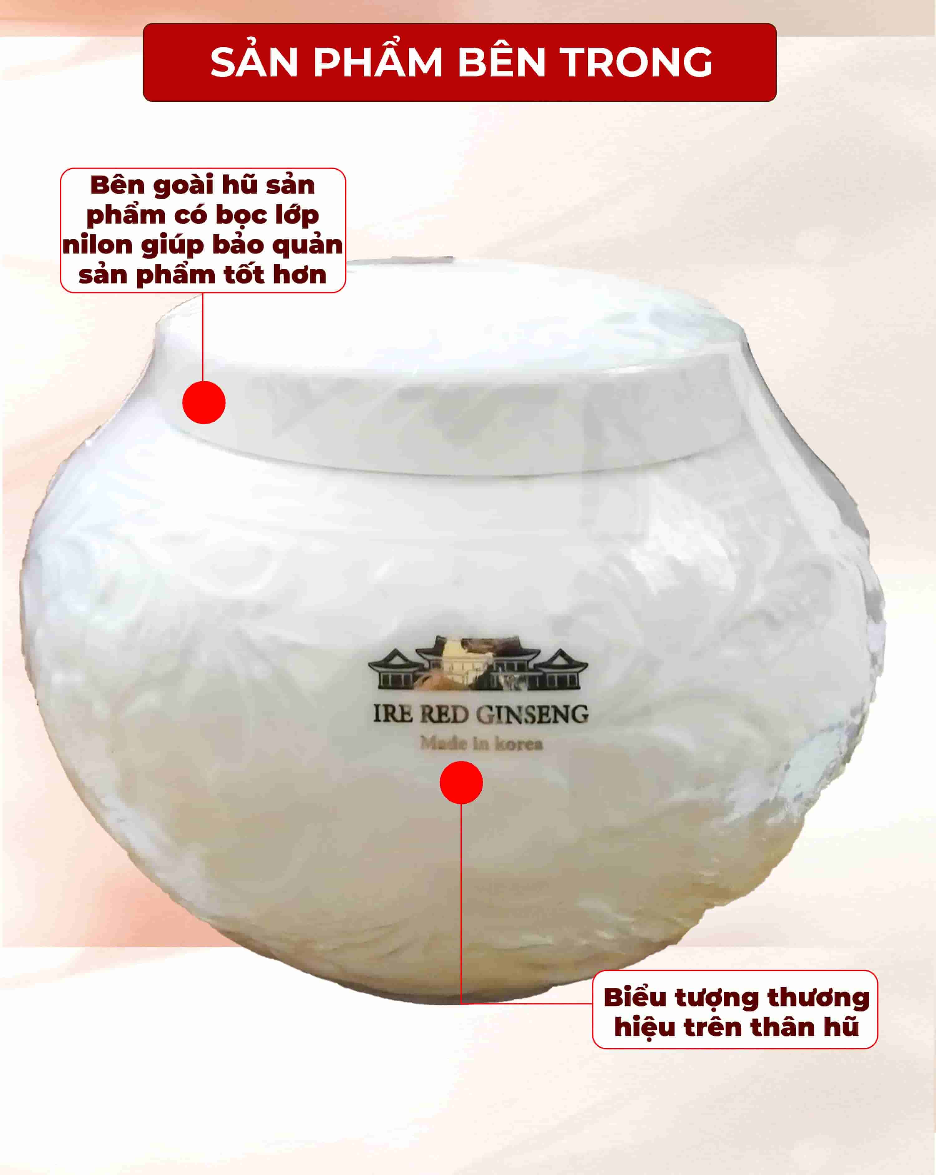 Cao Hồng Sâm IRE Hàn Quốc 6 Năm Tuổi Hũ Sứ 1KG