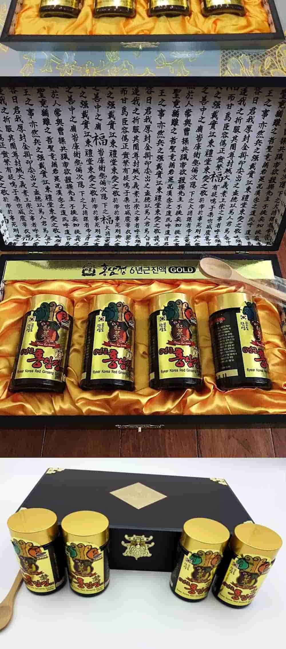 Cao Hồng Sâm Kanghwa Hàn Quốc 6 Năm Tuổi Hộp Gỗ 4 Lọ x 250g