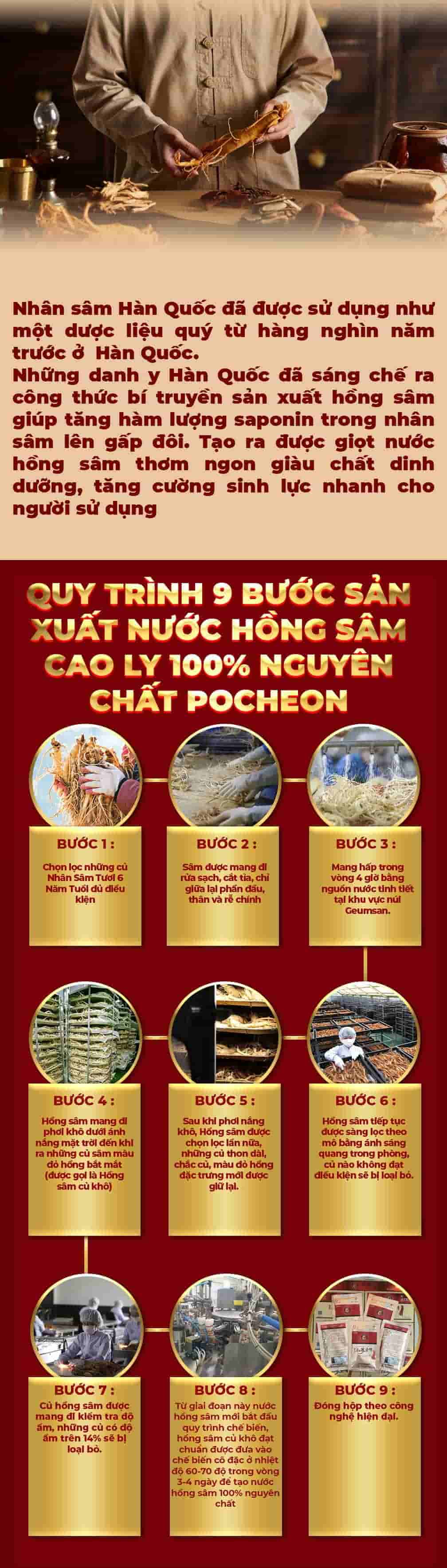 Nước Hồng Sâm Cao Ly Nguyên Chất 100% Pocheon Hàn Quốc Hộp 30 gói x 80ml