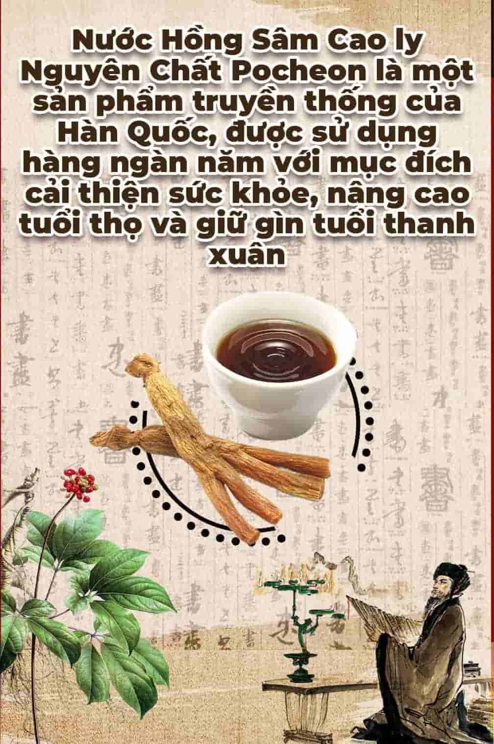 Nước Hồng Sâm Cao Ly Nguyên Chất 100% Pocheon Hàn Quốc Hộp 30 gói x 80ml