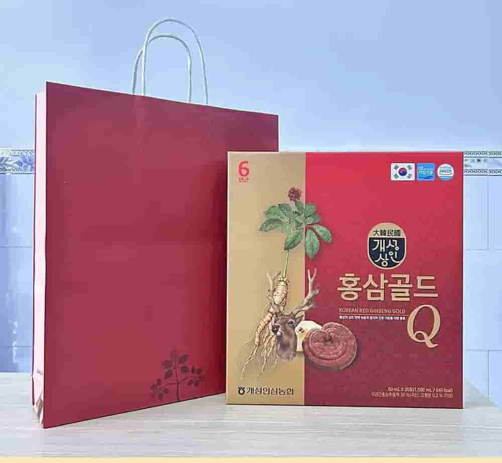 Nước Hồng Sâm Nhung Hươu Linh Chi Q Gold Hàn Quốc Hộp 30 Gói x 50ml