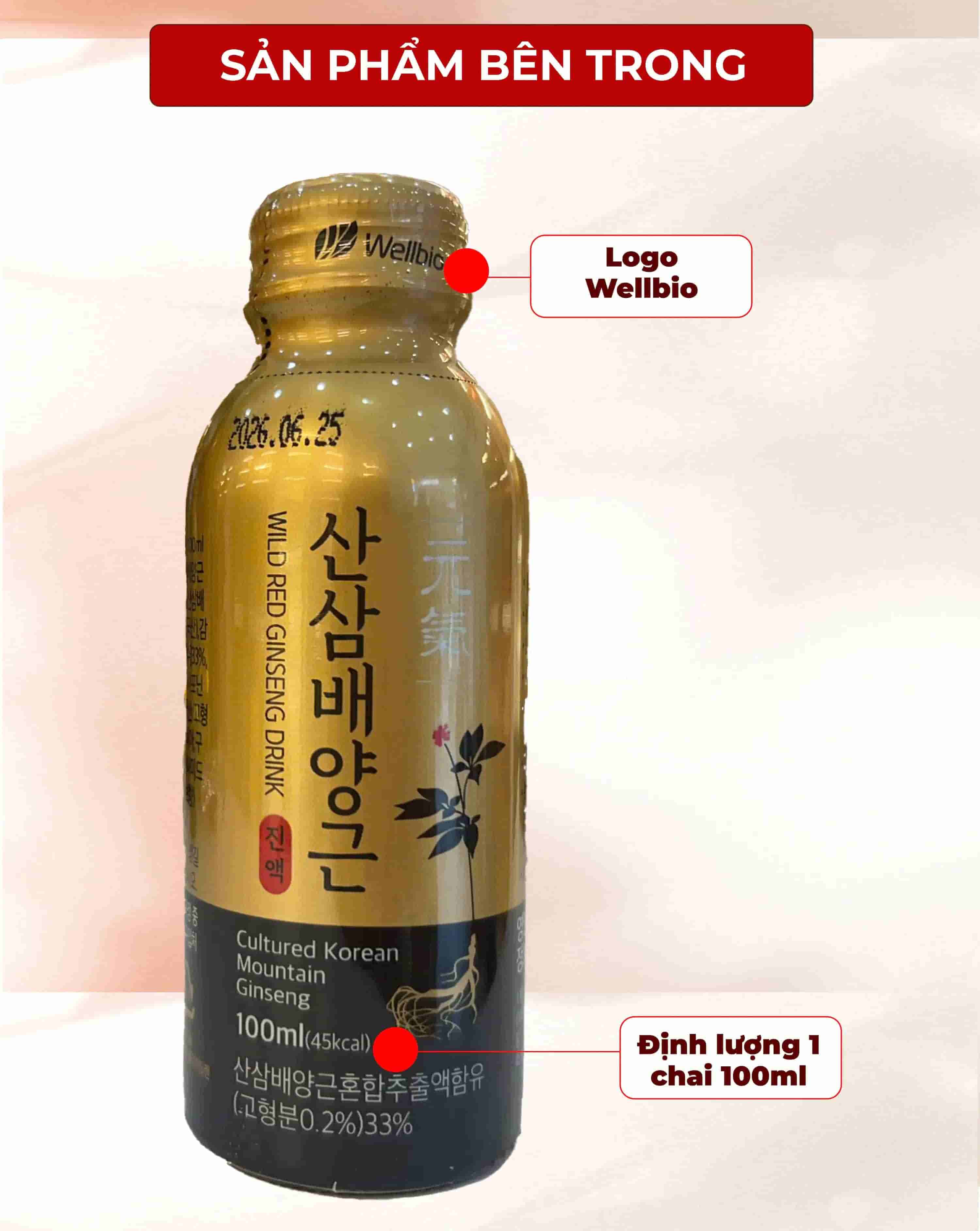 Nước Hồng Sâm Núi Wild Ginseng Drink Hàn Quốc Hộp 10 Chai x 100ml