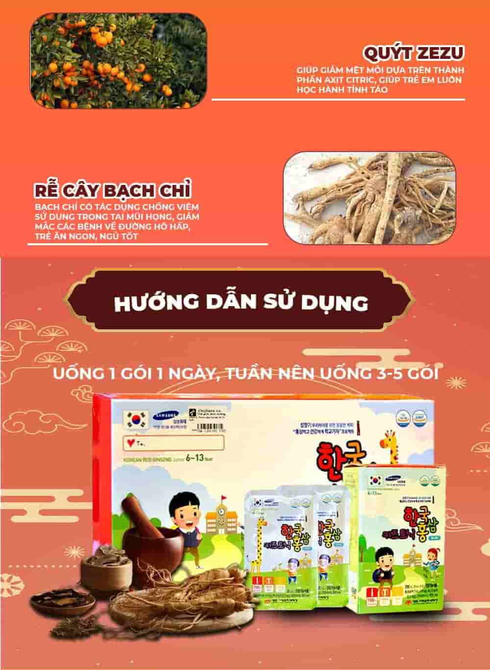 Nước Hồng Sâm Trẻ Em 6-13 Tuổi Cao Cấp Chính Hãng