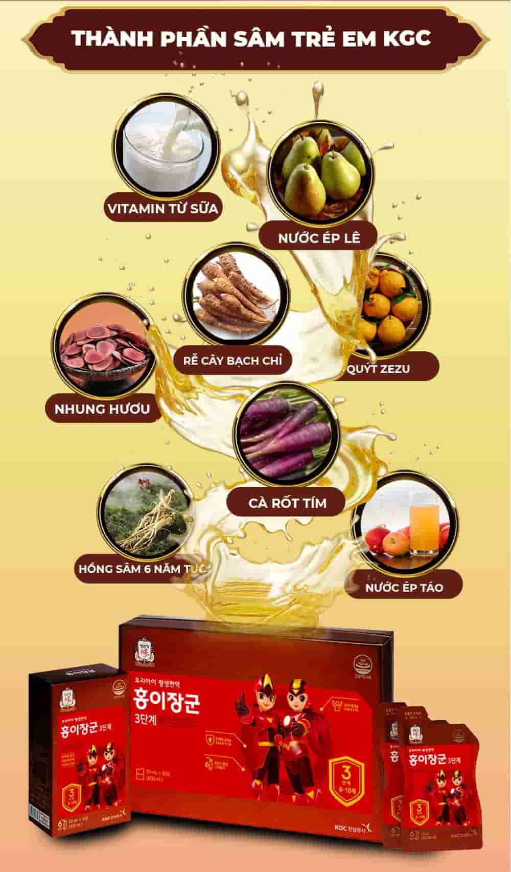 Nước Hồng Sâm Trẻ Em Chính Phủ KGC Cho Bé 8-10 Tuổi 30 Gói