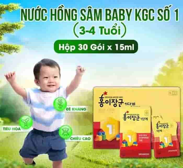 Nước Hồng Sâm Trẻ Em Chính Phủ KGC Cho Bé Từ 3- 4 Tuổi 30 Gói