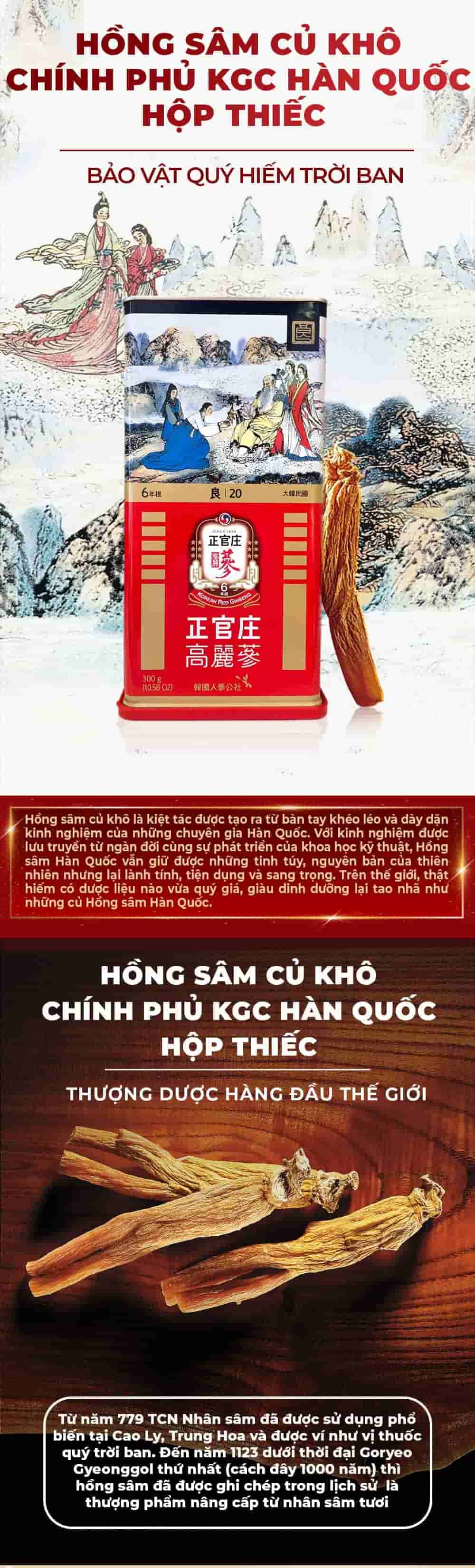 Thiên Sâm Củ Khô Chính Phủ KGC Hộp Thiếc 300g Số 30