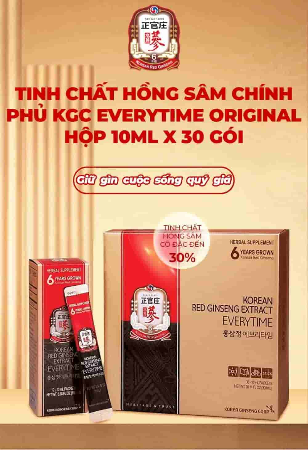 Tinh Chất Hồng Sâm Chính Phủ KGC Everytime Original Hộp 10ml X 30 Gói