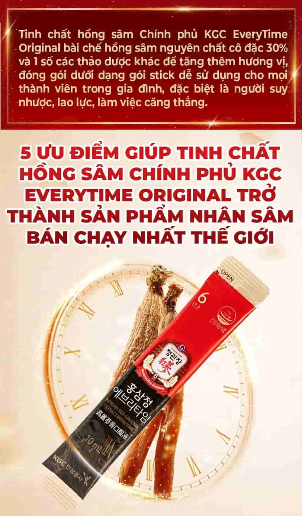 Tinh Chất Hồng Sâm Chính Phủ KGC Everytime Original Hộp 10ml X 30 Gói