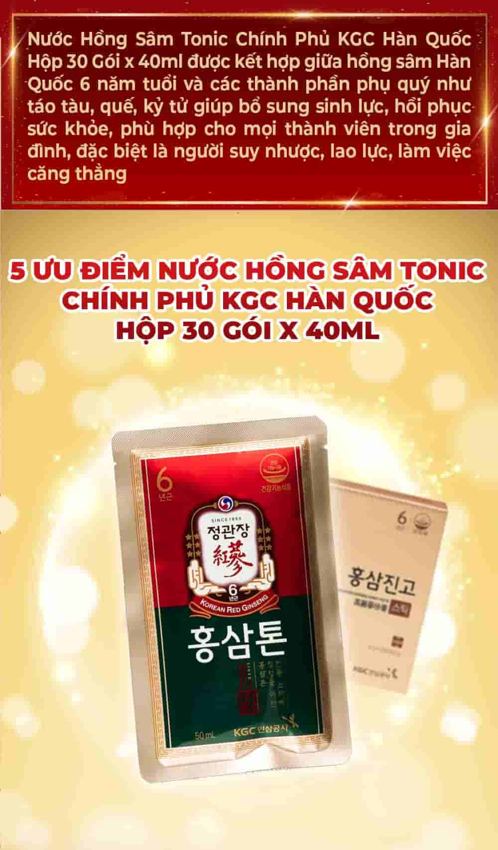 Tinh Chất Hồng Sâm Chính Phủ KGC Tonic Hộp 30 Gói