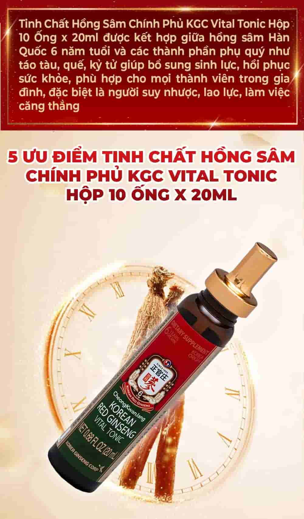 Tinh Chất Hồng Sâm Chính Phủ KGC Vital Tonic Hộp 10 Ống